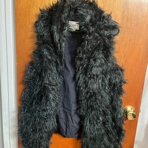 LOFT Black Faux Fur Outerwear